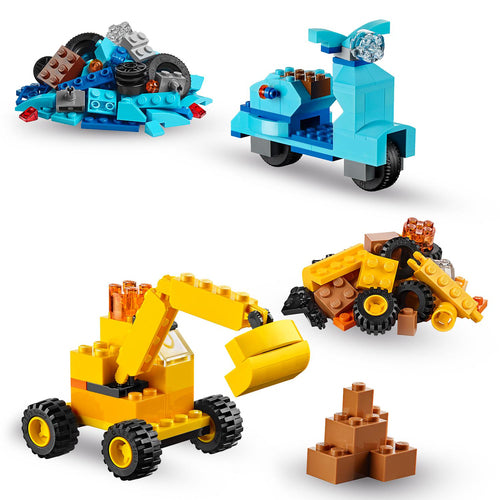 LEGO Classic 10698 – Stor kreativ klodskasse – eksempler på køretøjer med de medfølgende klodser
