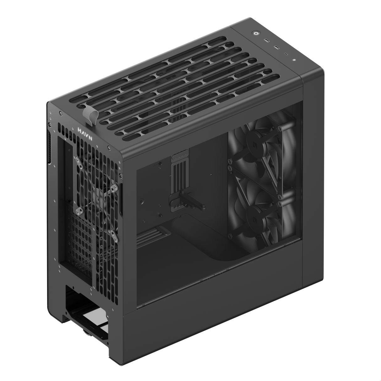 HAVN BF 360 Flow – sort Mid Tower kabinet med præinstallerede high-performance fans HAVN