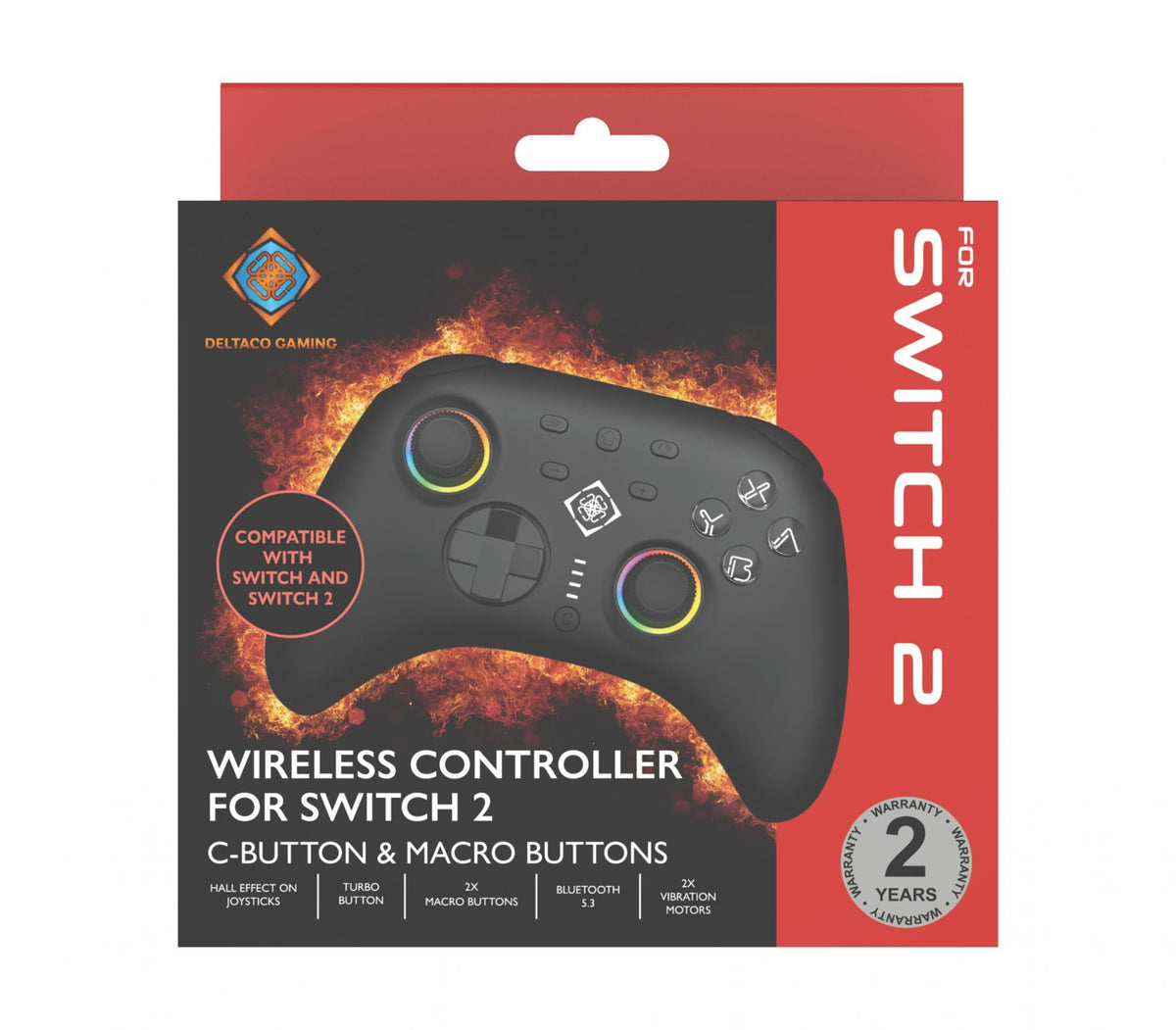Wireless Switch 2 controller with C-button, RGB, black deltaco_gaming