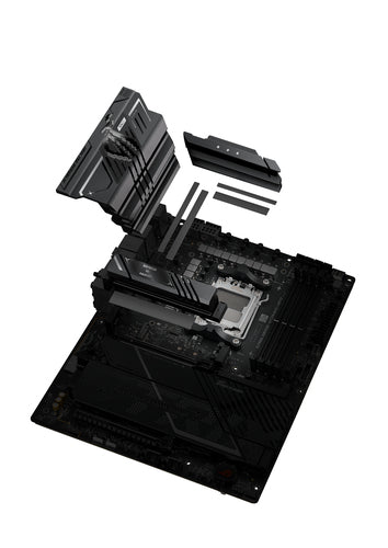 ASUS ROG STRIX X870E-H GAMING WIFI7 – ATX AM5 bundkort – illustration af køleplader