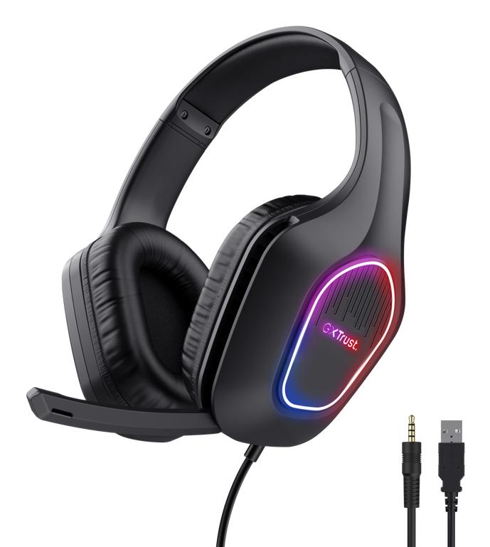 TRUST GXT416 ZIROX LED HEADSET - SORT