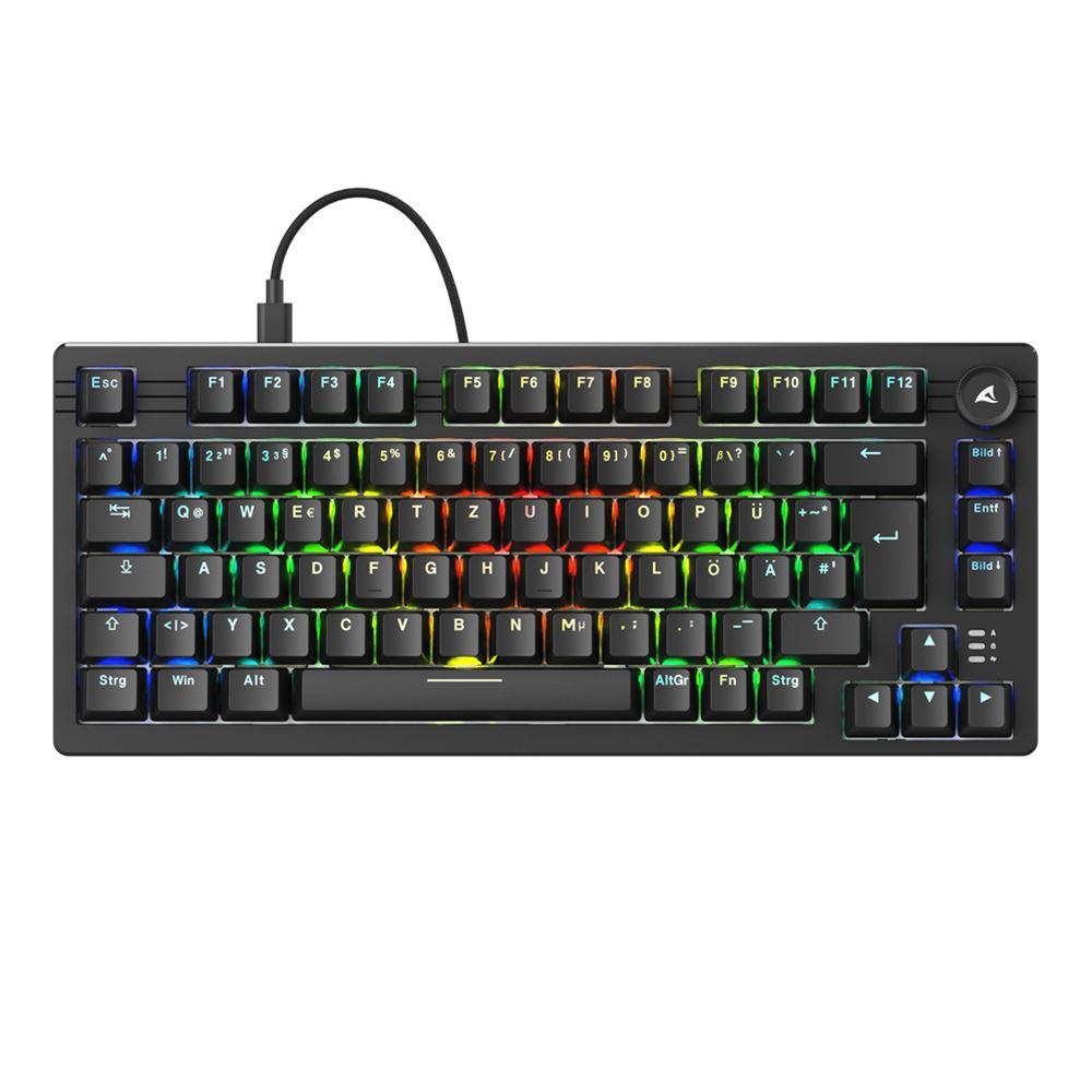 Sharkoon SKILLER SGK25 mekanisk tastatur – Huano Red, sort, tysk QWERTZ – billede 3