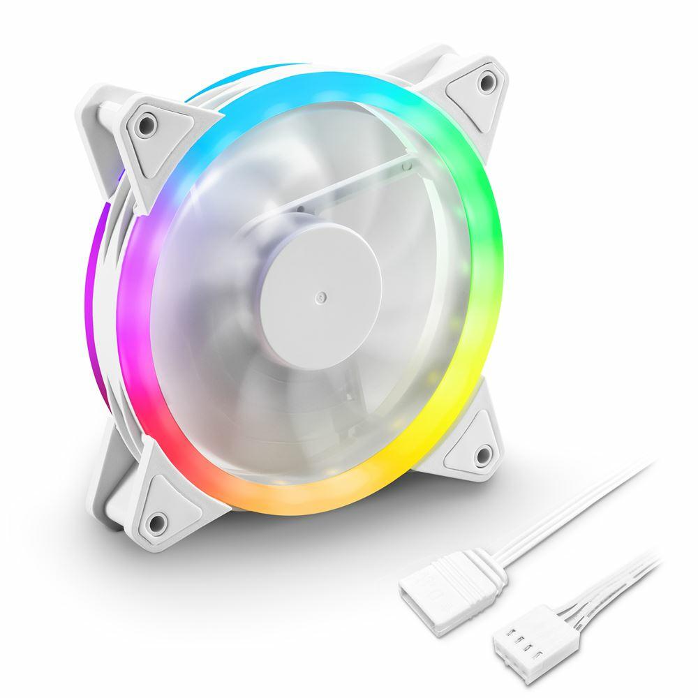 Sharkoon SHARK Blades PWM RGB White 120mm 1400RPM 94.8m3/h FDB 20x ARGB LED PC Case Fan Sharkoon