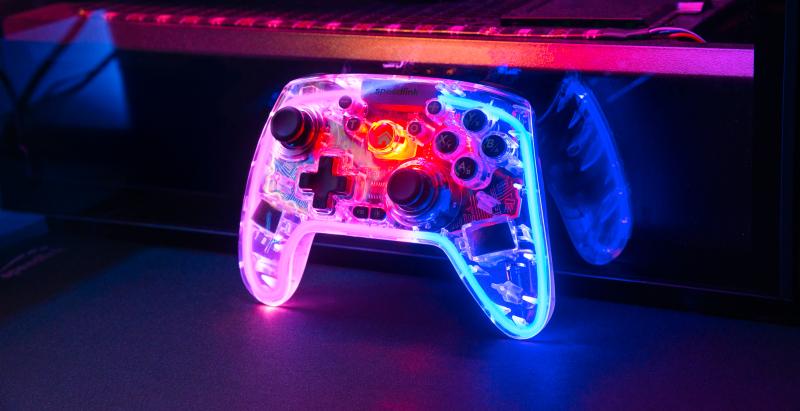 Speedlink - RAIT NX RGB Gamepad - Wireless/Wired - for PC/Android/Switch OLED/Lite, clear transparent Speedlink
