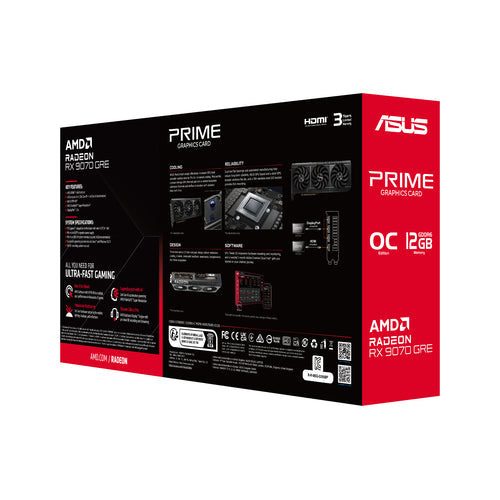 ASUS Prime -RX9070GRE-O12G – emballage (vinkel 2)