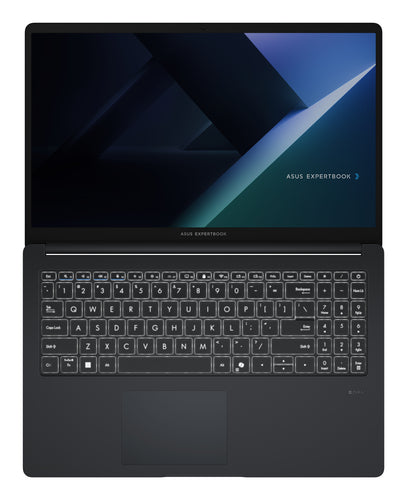 ASUS ExpertBook B1 B1503CVA-S79413X – tastatur og arbejdsflade set ovenfra (vinkel 2); layout på billedet er illustrativt