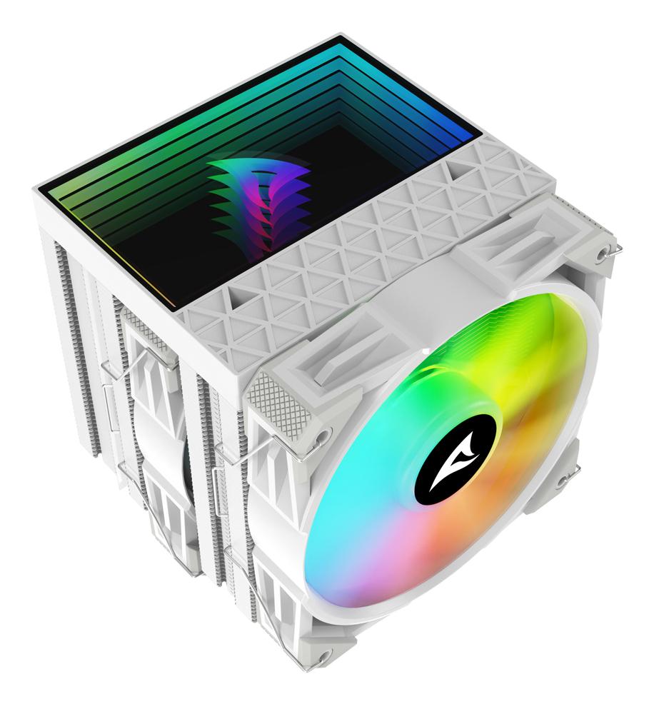 Sharkoon A60 RGB White 260W TDP 6-Heatpipe Dual Tower Dual 120mm PWM FDB ARGB CPU Air Cooler Sharkoon