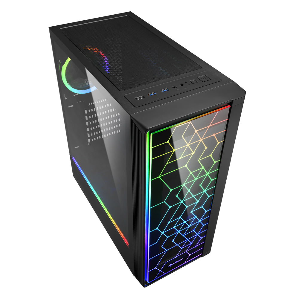 Sharkoon RGB LIT 100 tower case (black, front and side panel of tempered glass) Sharkoon