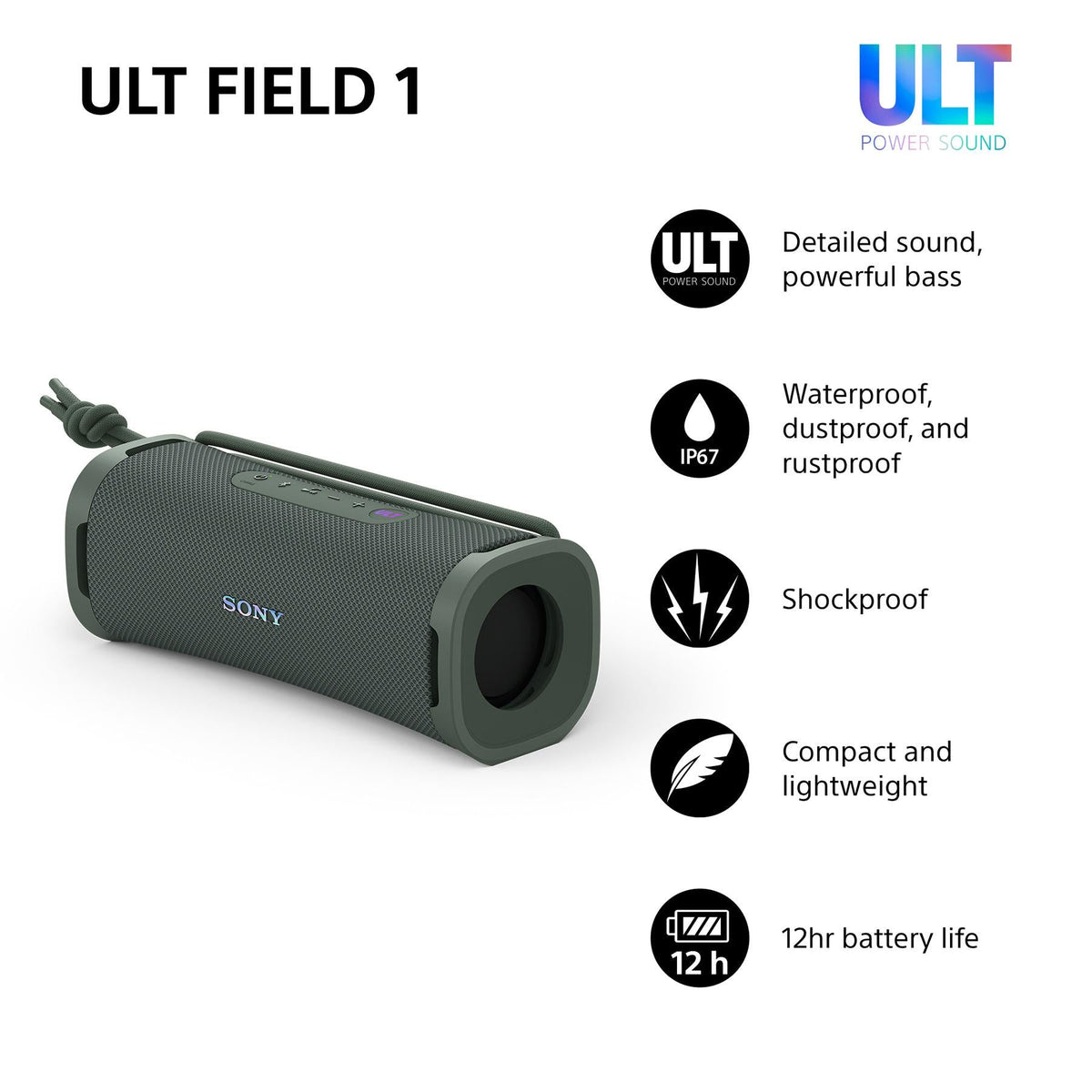 Sony Ult Field 1 – bærbar Bluetooth-højttaler – grøn – produktdetalje 3