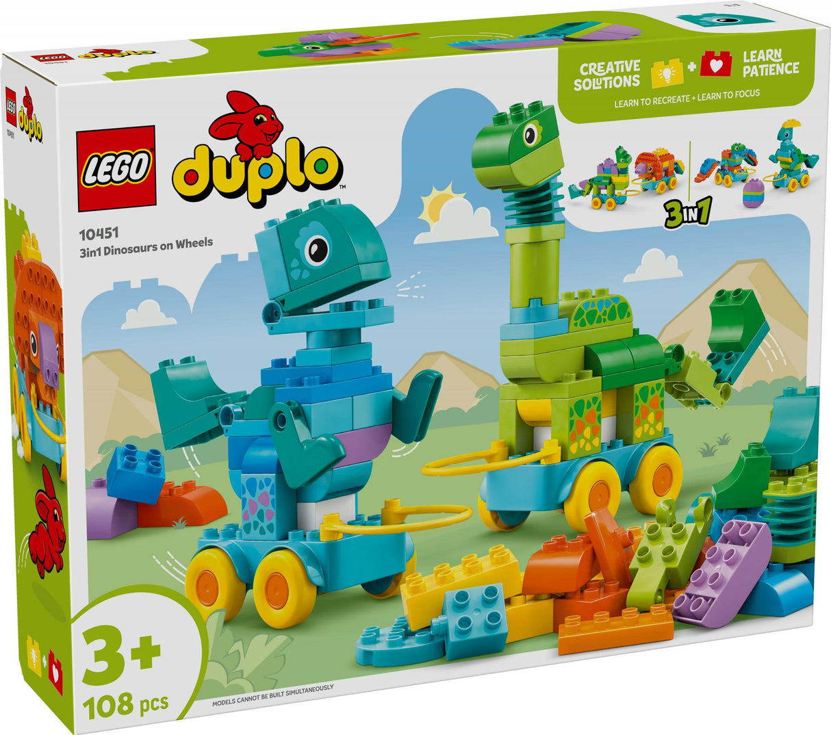 LEGO 10451 DUPLO Town Dinosaurs on Wheels 3-in-1 Set, Construction Toy LEGO