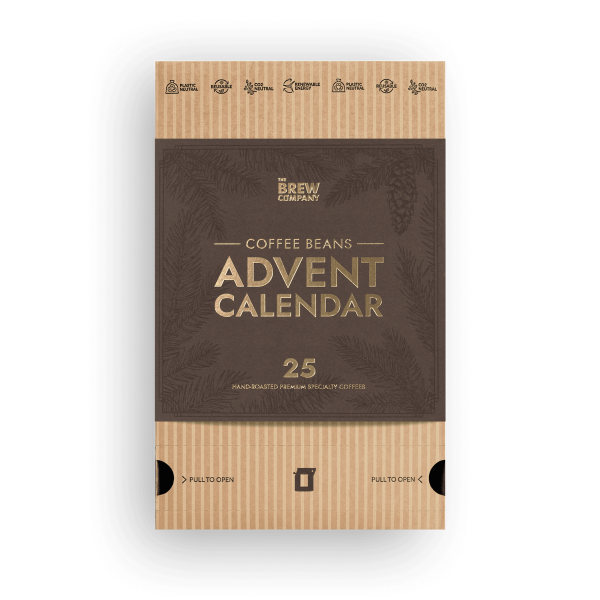 The Brew Company kaffejulekalender 2026 – 25 × 50 g hele bønner – kalenderens lukkede emballage