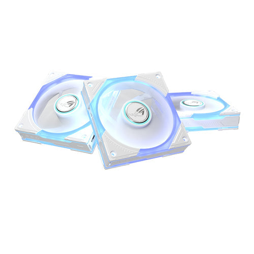 ASUS ROG Eurux GR120 ARGB Reverse Fan White Edition - Triple Pack – set skråt forfra (vinkel 4)
