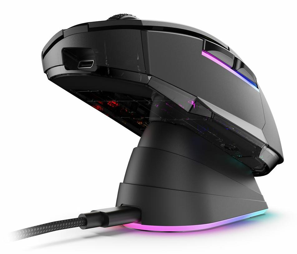 Sharkoon SKILLER SGM50W Black 6400 DPI ATG4090 RGB 2.4GHz Wireless 70h Battery Charging Dock Gaming Mouse Sharkoon