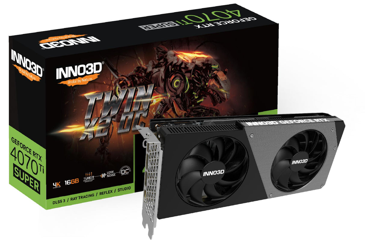 INNO3D GeForce RTX 4070 Ti SUPER TWIN X2 OC, Grafikkarte (DLSS 3, 3x DisplayPort, 1x HDMI 2.1a)
