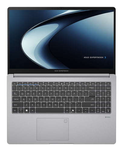 ASUS ExpertBook P1 PM1503CDA-S70064X – taster og arbejdsflade set ovenfra (vinkel 2); tastaturlayout illustrativt
