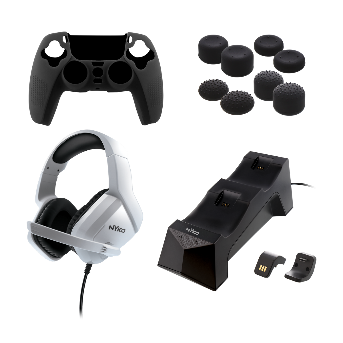 Nyko Deluxe Master Pak – tilbehørssæt til PlayStation 5 – tilbehør med controller vist som eksempel