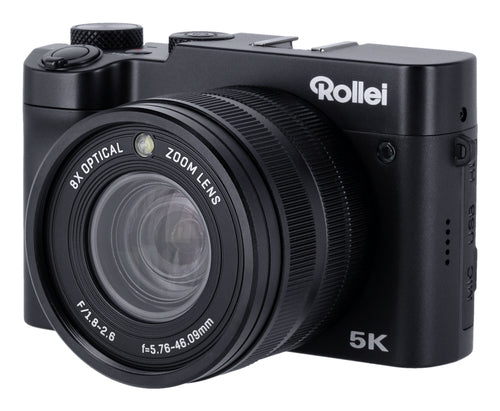 Rollei Powerflex X8 Dual Lens – Zoom- og selfiekamera – Hovedobjektiv og kamerahus i skrå vinkel