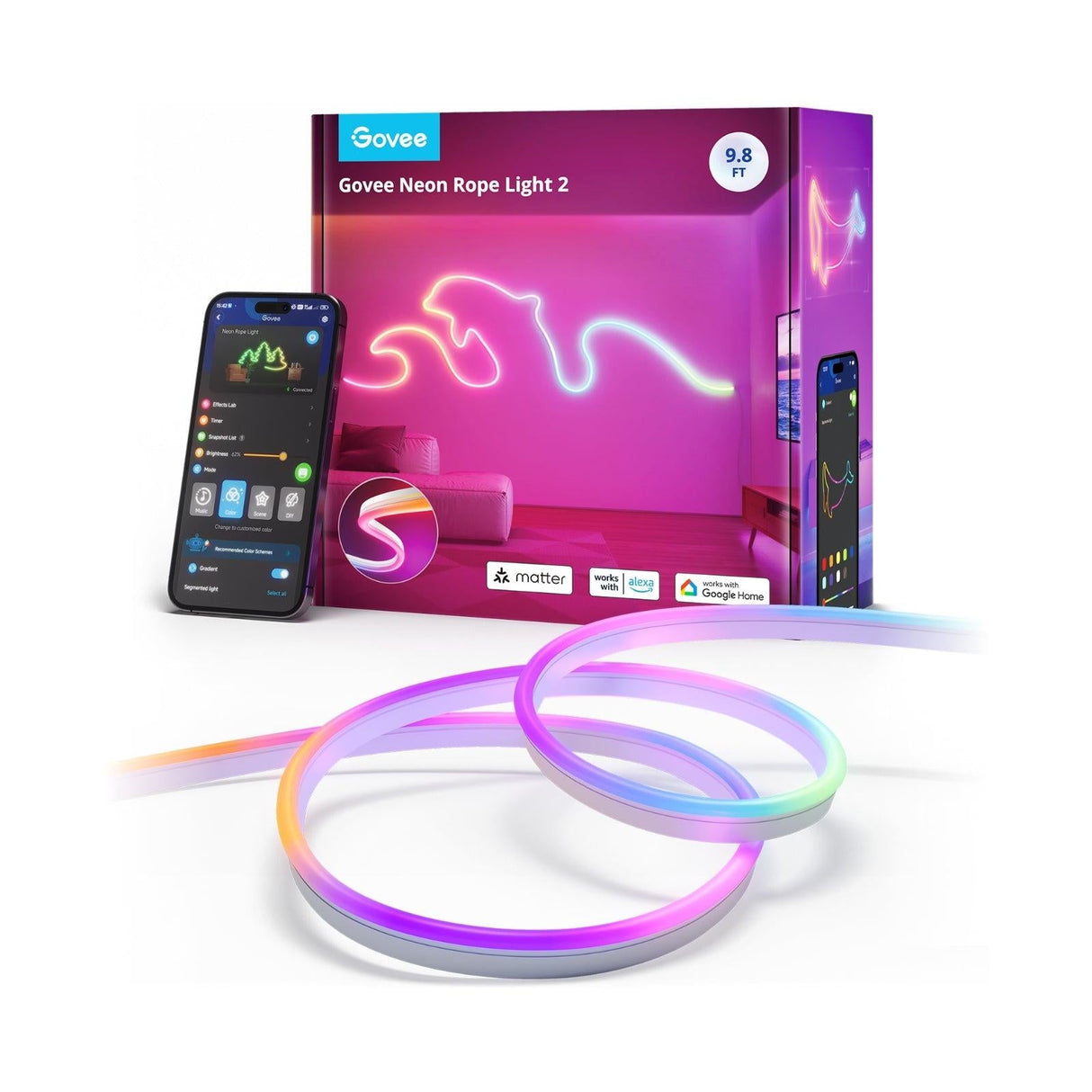 Govee Neon Rope Light 2 – 3m Smart RGBIC LED Light Strip Govee
