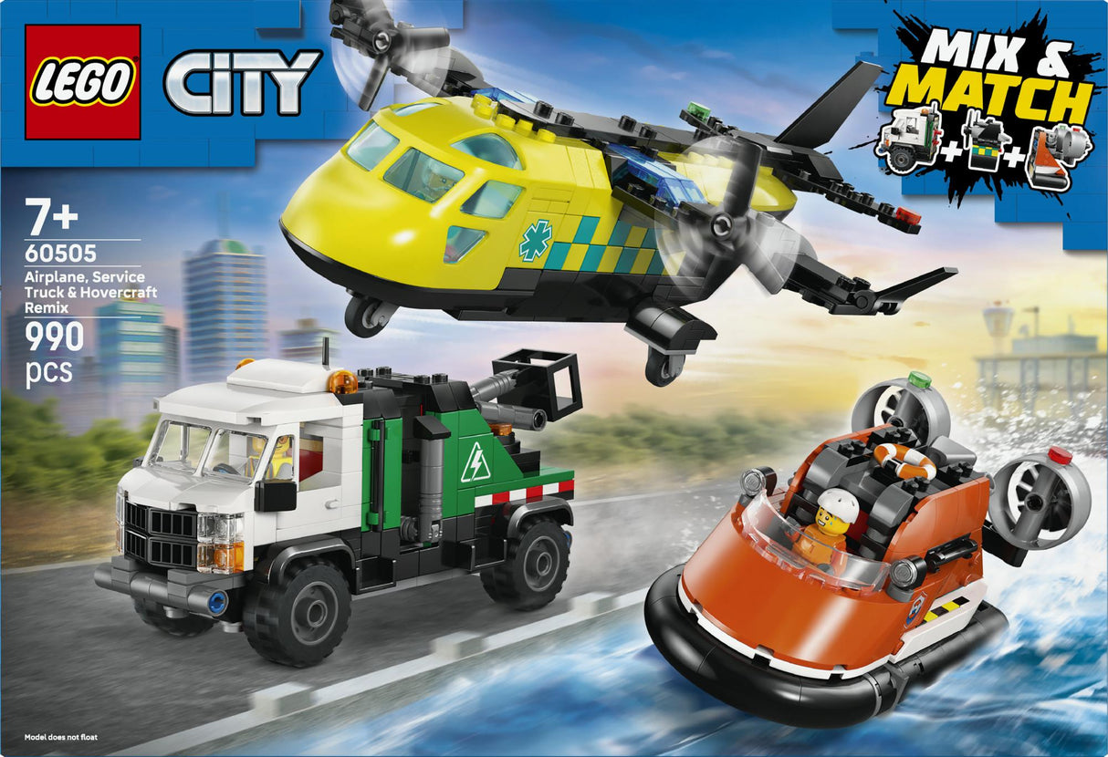 LEGO - LEGO City - Airplane, Service Truck & Hovercraft Remix (60505) LEGO