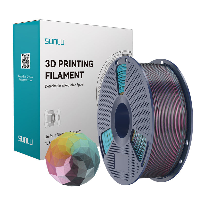 Sunlu PLA+ Silk Forth-Color filament – rød/gul/grøn/sort, 1,75 mm, 1 kg