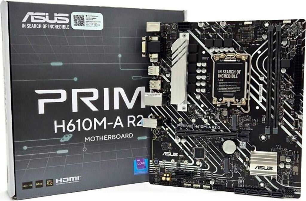 ASUS PRIME H610M-A R2.0 – bundkort sammen med original emballage