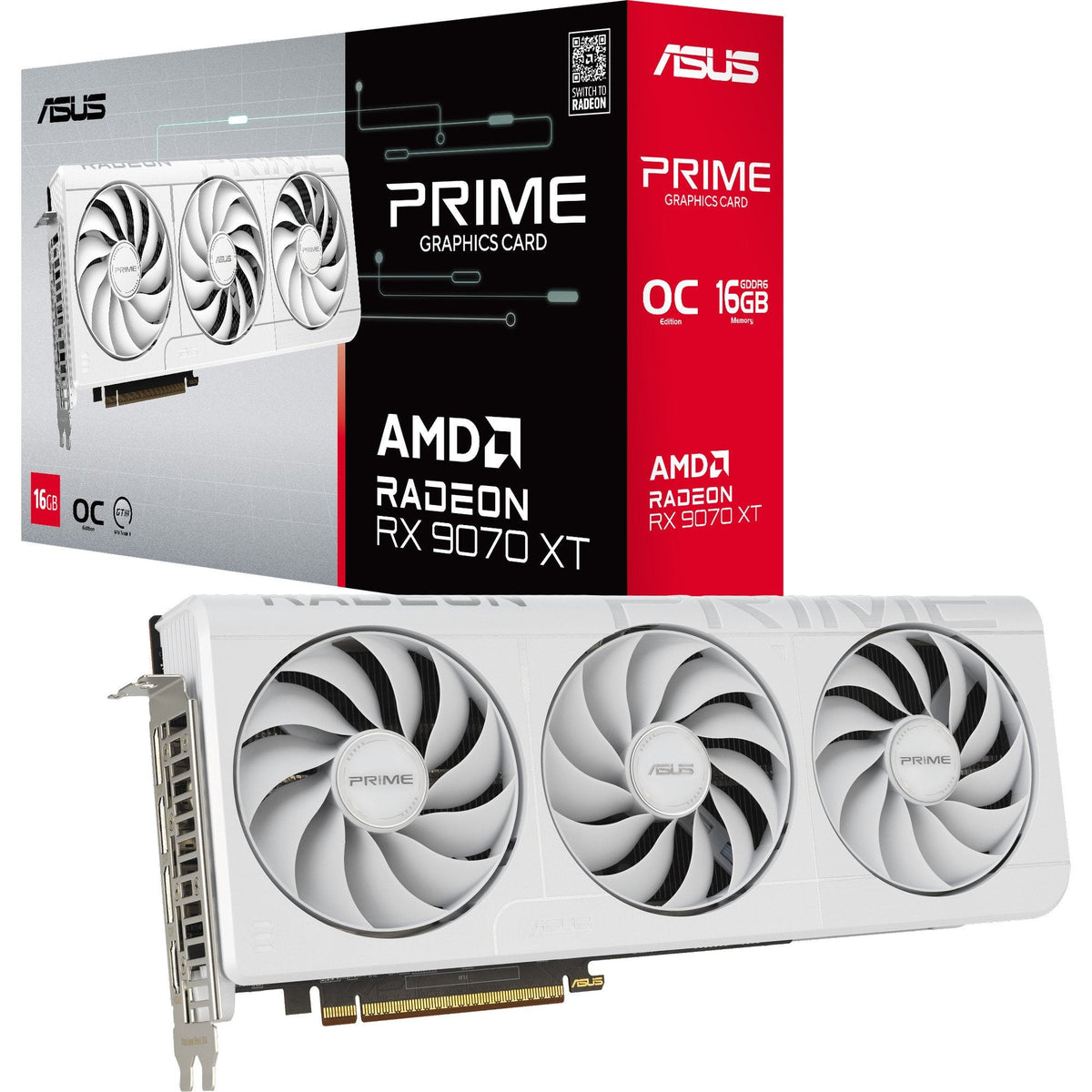 ASUS Radeon RX 9070 XT PRIME WHITE OC Edition – Hvid