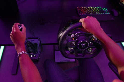 Turtle Beach VelocityOne Multi-Shift – gearskifter og håndbremse – Opsætning set oppefra som eksempel