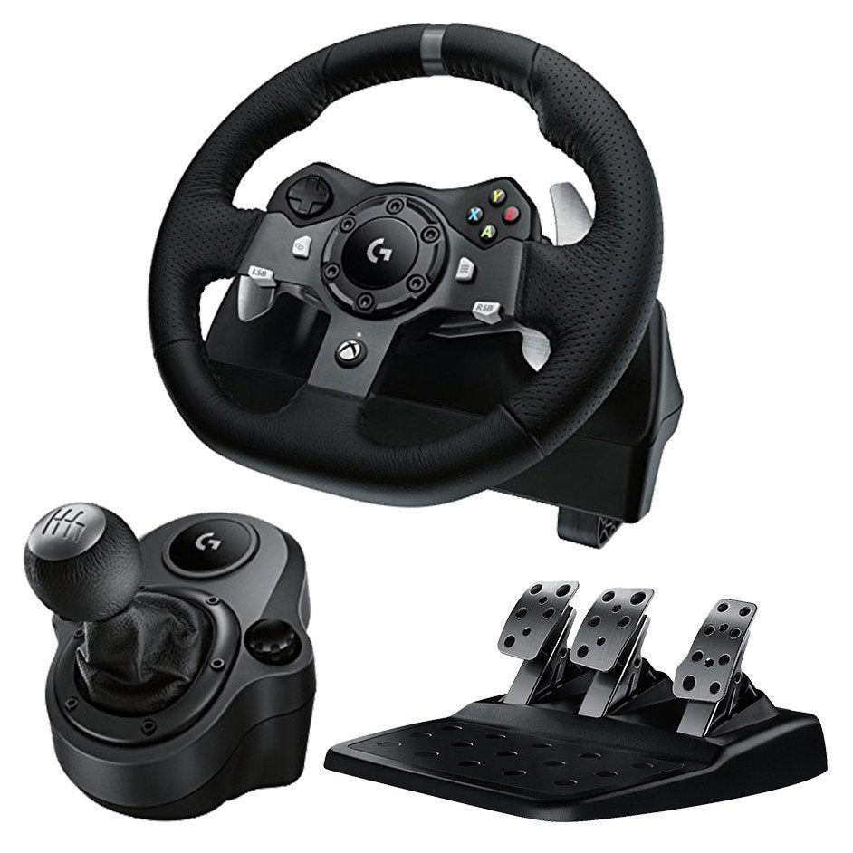 Logitech G920-rat, pedaler og Driving Force Shifter i samlet pakke