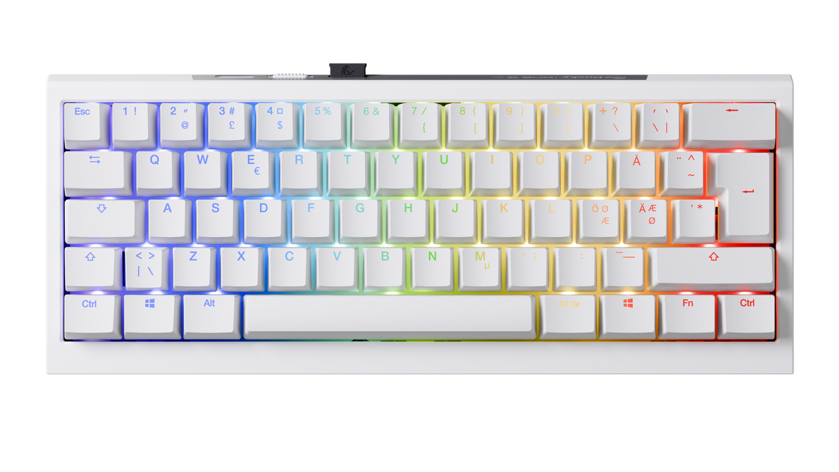 Ducky One X - White Nordic - Mini 60% - Ducky Inductive Switch (analog) Tri-Mode (Trådløs, BT, Cord)
