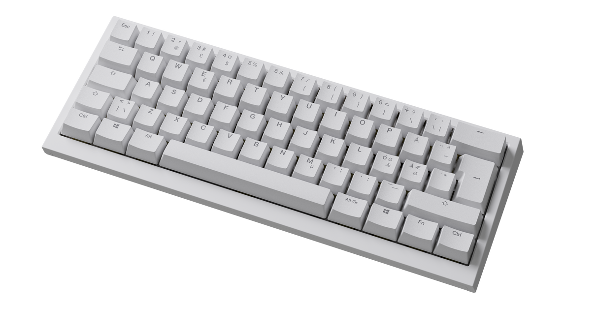 Ducky One X - White Nordic - Mini 60% - Ducky Inductive Switch (analog) Tri-Mode (Trådløs, BT, Cord)