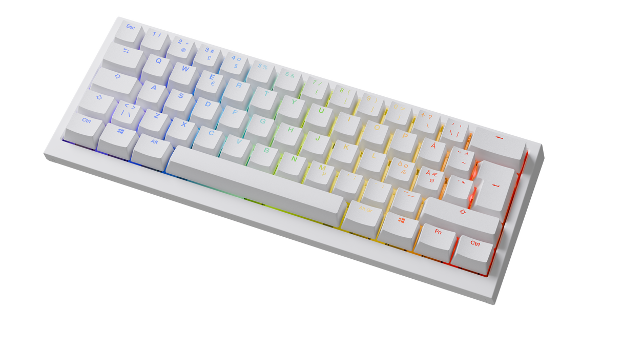 Ducky One X - White Nordic - Mini 60% - Ducky Inductive Switch (analog) Tri-Mode (Trådløs, BT, Cord)