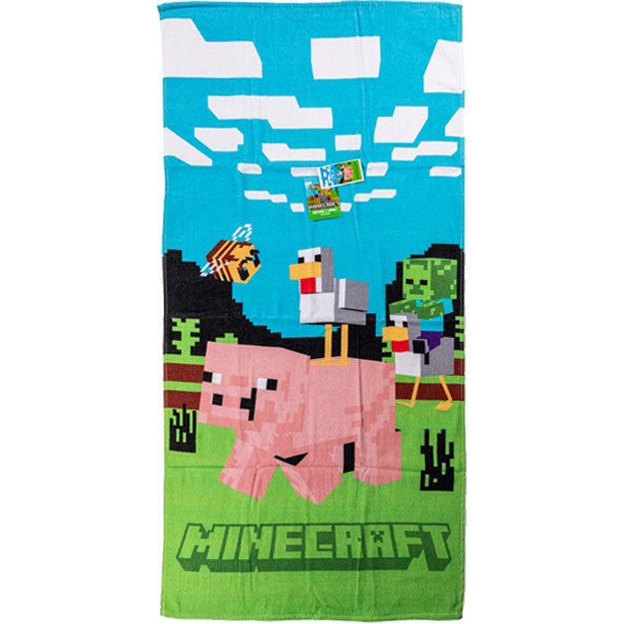 Minecraft Piggy Ride bath towel, beach towel 70x140cm Minecraft