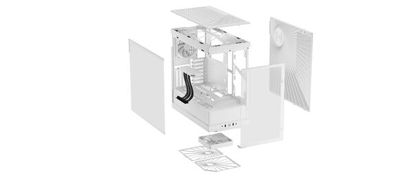 HYTE Y40 Snow White Miditower - Panoramic Glass Veil, included PCIe 4.0 riser cable, 2 included fans