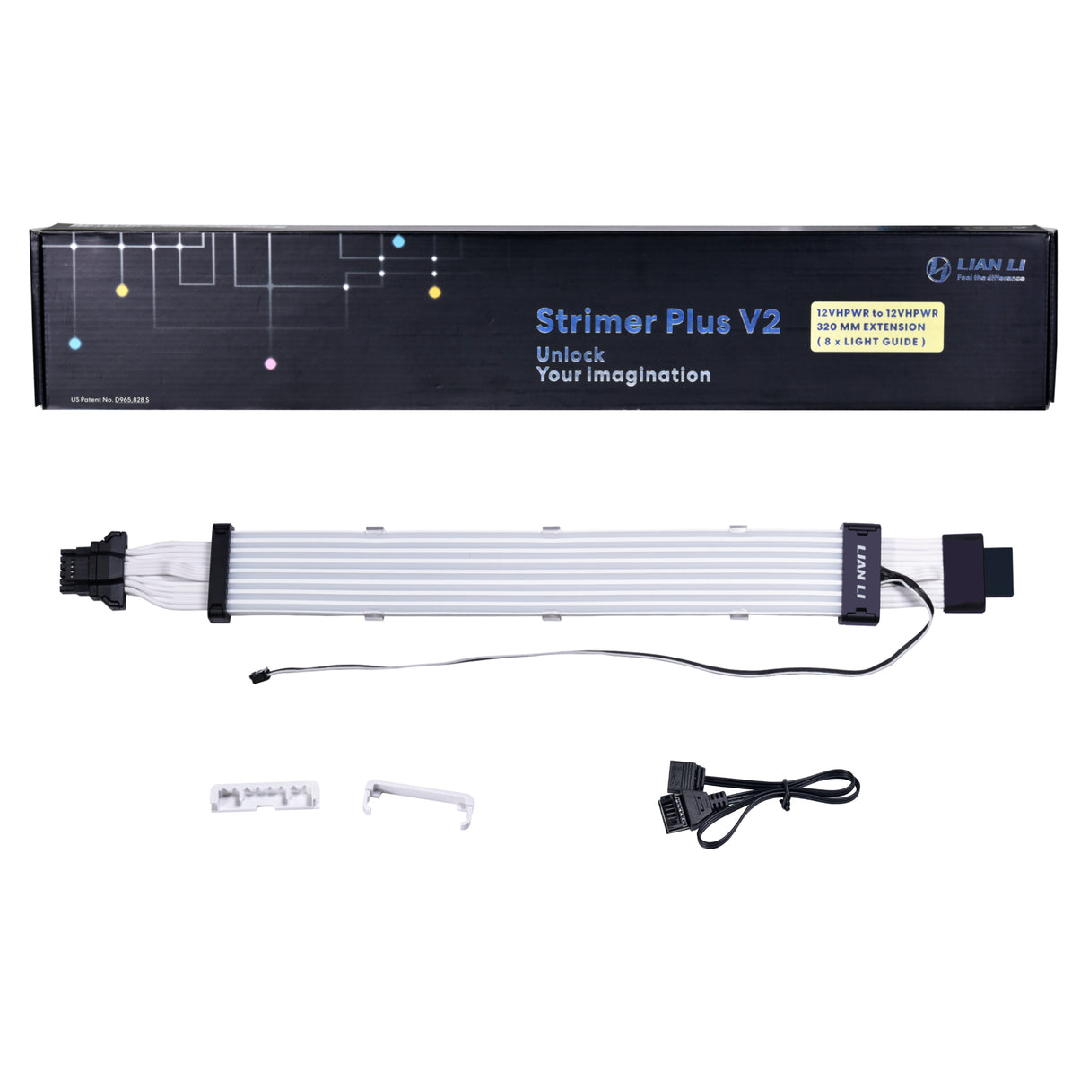 Lian Li Strimer plus V2 16-8 – 12+4-poliger Stecker, 8 Lichtleiter, 16 AWG