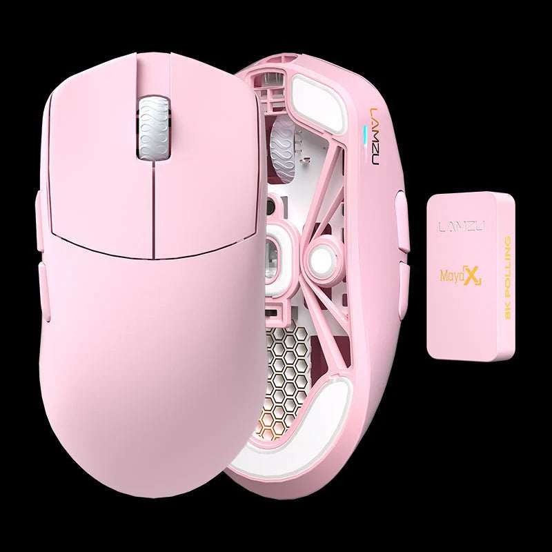 Lamzu Maya X - 8K Dongle, Omron Optical - Light Pink