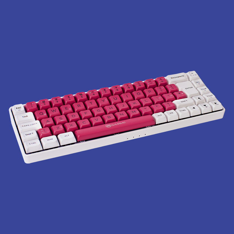 Gamiac TKL69G – Weiß/Rot – SF-Tastatur – Blaue Schalter