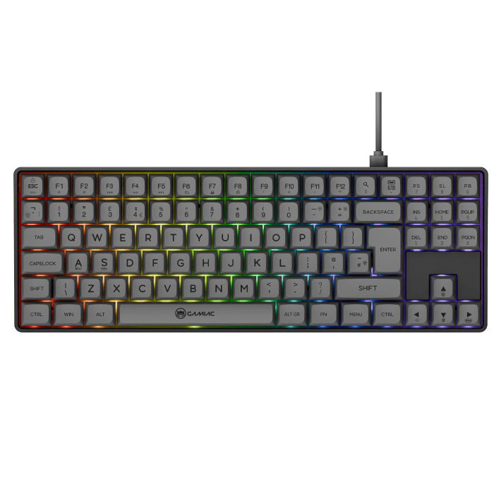 Gamiac TKL90G – Grau/Schwarz – TKL-Tastatur – Blaue Schalter