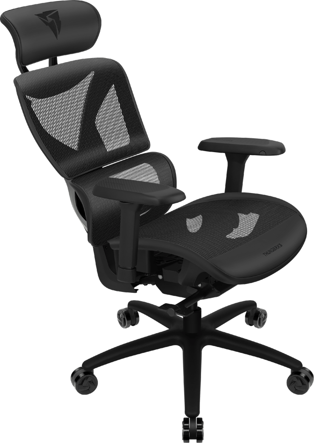 ThunderX3 YTC Mesh Schwarz – Sync5, max. 125 kg, 2D-Armlehne, Gasdruckfeder der Klasse 4