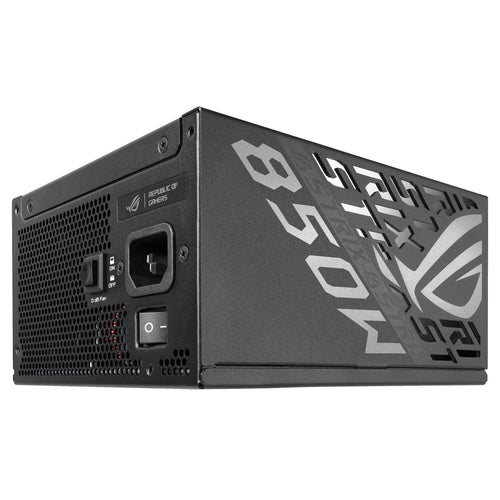 ASUS ROG Strix 850W Platinum – sidepanel og strømindgang