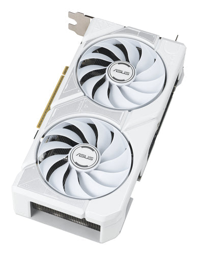 ASUS Dual -RTX5060TI-O8G-WHITE – set skråt forfra (vinkel 3)