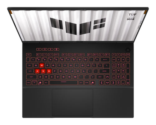 ASUS TUF Gaming A16 FA608UP-TU131W – tastatur og arbejdsflade set ovenfra; layout på billedet er illustrativt
