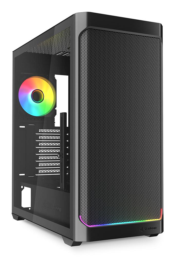 Sharkoon AK4W RGB Strip Black Mesh Front Tempered Glass ARGB Strip 4x 120mm Fans USB-C BTF ATX Gaming PC Case Sharkoon