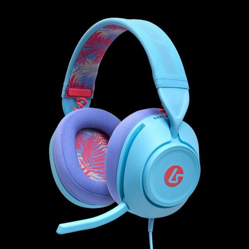 LucidSound LS10 Ocean Waves – blåt gamingheadset med kabel – set skråt fra siden