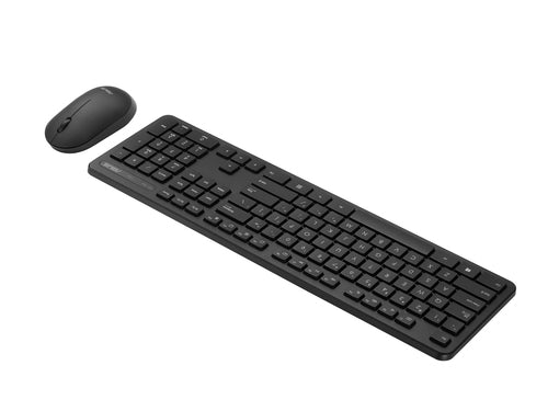 ASUS CW100 – trådløst tastatur og mus, US-engelsk, sort – tastatur og mus skråt ovenfra