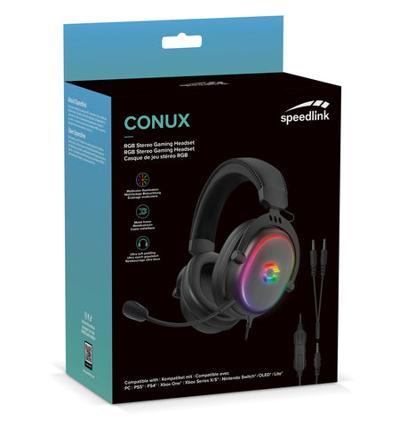 Speedlink - CONUX RGB Stereo Gaming Headset - for PC/PS5/PS4/ Xbox Series X/S/Switch/OLED/Lite , black Speedlink