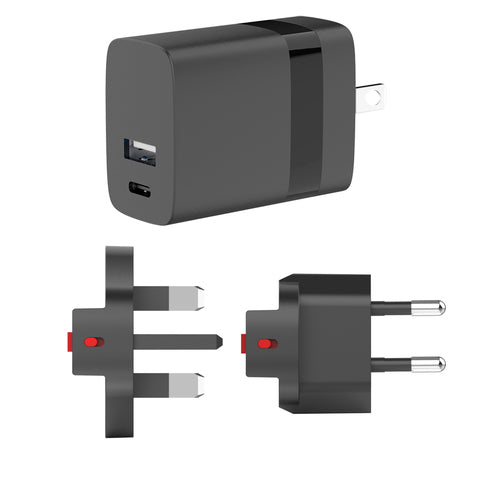 Speedlink - Travel Charger USB-A & USB-C 15W for US-UK-EU, black Speedlink