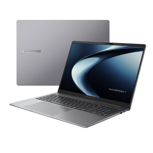 ASUS ExpertBook P3 PM3606CKA-MB0196X Copilot+ PC – vist i en samlet opsætning (vinkel 2); tastaturlayout illustrativt