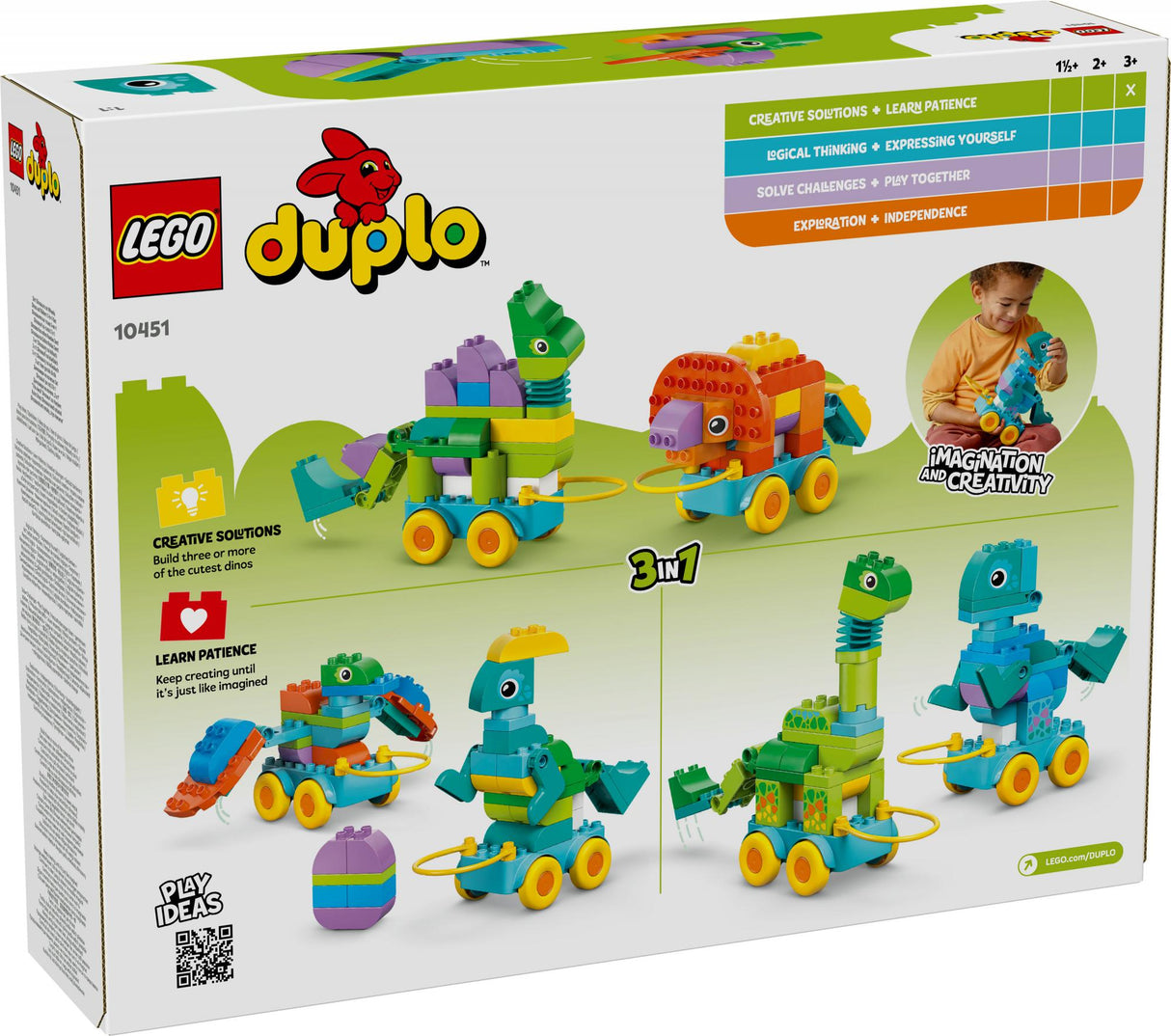 LEGO 10451 DUPLO Town Dinosaurs on Wheels 3-in-1 Set, Construction Toy LEGO