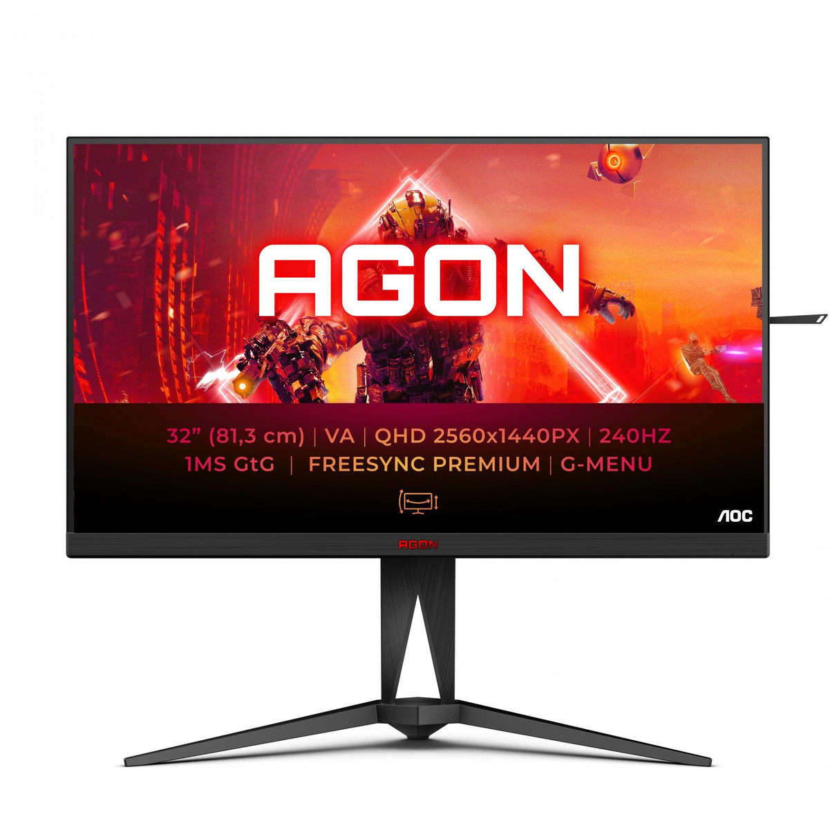 AOC AG325QZN/EU 32“, 16:9, 400cd/m2, 2560x1440, 2 x HDMI, 2 x DisplayPort, Headphone out AOC