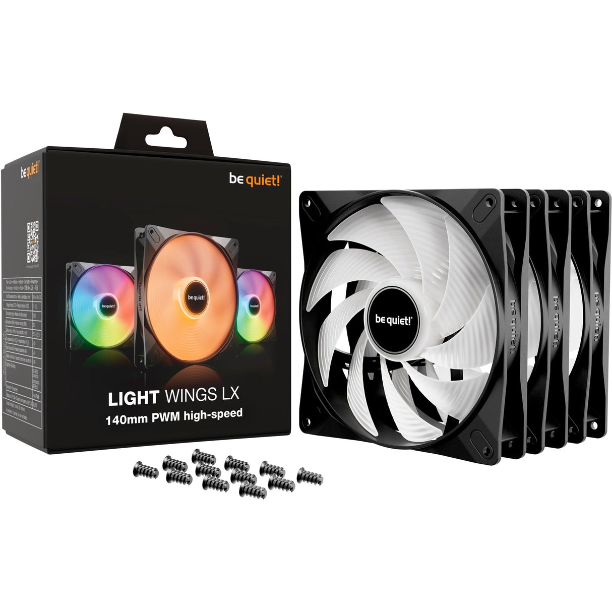 be quiet! Light Wings LX 140mm PWM high-speed triple pack, case fan (black, pack of 3) Be quiet